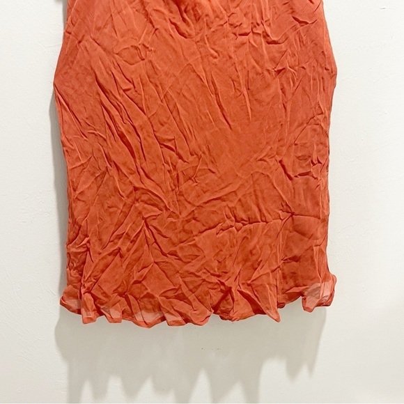 BY ANTHROPOLOGIE Women’s Terra Cotta TWIST FRONT SLIP DRESS Fully Lined Size 14 - Picture 5 of 7